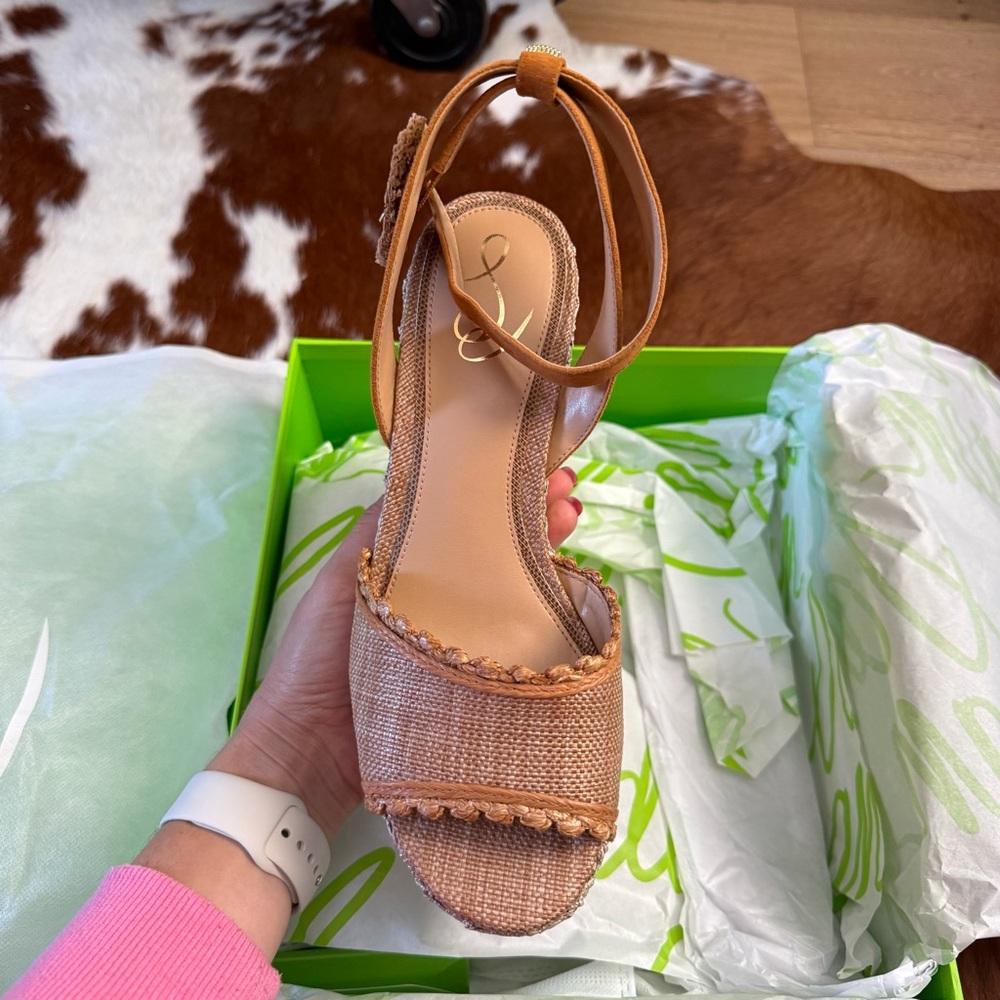 Sam Edelman Women's Amber Two-Piece Sculpted Platform Wedge Sandals Size 8.5 New - Picture 6 of 11